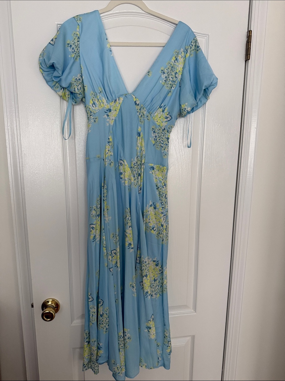 Free People Sky Blue Floral Midi Dress